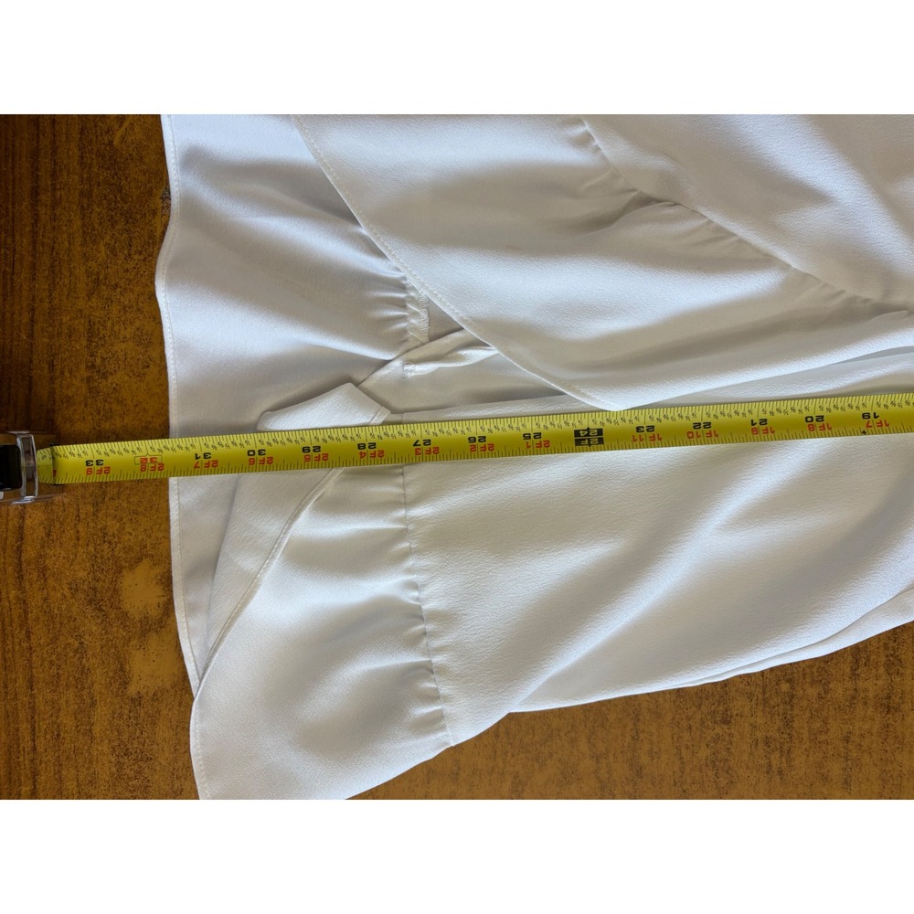 Topshop White Wrap Mini Dress Bell Sleeve Ruffle Hem V-Neck Size US 6 UK 10 - Picture 7 of 7